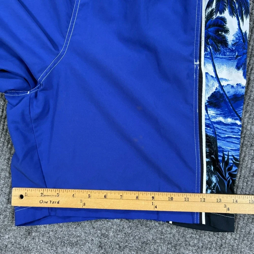 Speedo Mens Swim Trunks Large Blue Tropical Palm Tree Board Shorts Mesh Lined
